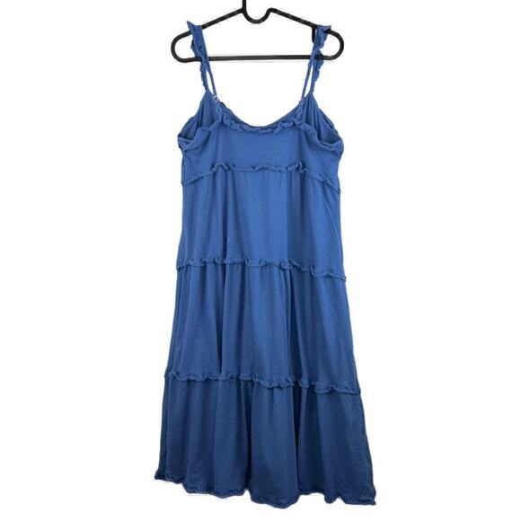 J. Crew Blue Tiered Knit Keyhole Ruffled Midi Dress Size Small - Picture 3 of 7